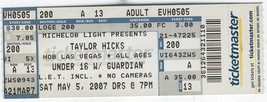 Taylor Hicks 2007 Ticket Stub House Of Blues Las Vegas American Idol Soul Patrol - £7.67 GBP