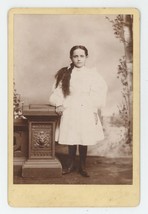 Antique Circa 1880s Cabinet Card Adorable Young Girl In White Dress York, PA - £7.49 GBP