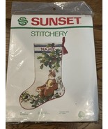 NEW Vintage Christmas Stocking SUNSET STITCHERY Snow Bunnies Crewel Need... - £152.90 GBP