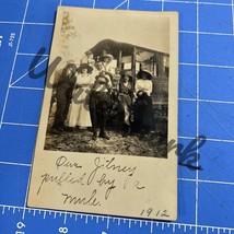 rppc postcard 1912 Jitney Pulled By Mule Family Photo Portrait - $173.96 MXN