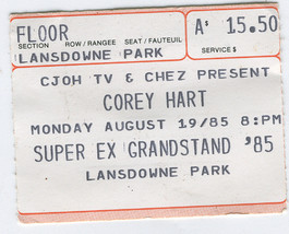 COREY HART CHEZ Vintage 1985 Ticket Stub Ottawa SUPERX GRANDSTAND CONCERT - £6.88 GBP