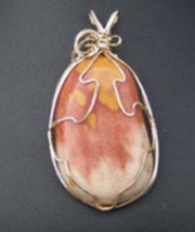 Wp15 14kt gf wire wrap pendant with mookaite  - £59.73 GBP