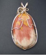 Wp15 14kt gf wire wrap pendant with mookaite  - $102.78 CAD