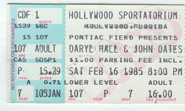 DARYL HALL &amp; JOHN OATES 1985 Ticket Stub Hollywood Florida Pontiac Fiero... - $14.75