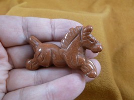 Y-HOR-RU-556) running Orange Goldstone gem HORSE stone carving figurine ... - $14.01