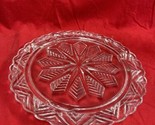 Vtg Federal Clear Pressed Glass Snowflake Star Footed CAKE PLATE 11&quot; - $8.91