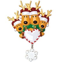 New Reindeer Moose Family of 4 Personalized Christmas Tree Ornament 2016 - £7.83 GBP