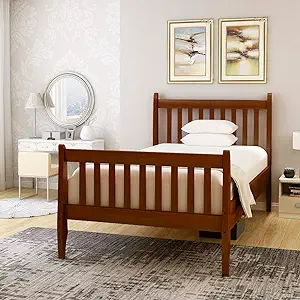Merax Solid Wood Bed Frame with Headboard and Footboard/No Box Spring Ne... - $328.99