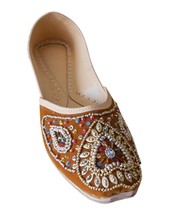 Women Shoes Indian Handmade Leather Brown Oxfords Bridal Jutti US 9.5-12 - £38.35 GBP