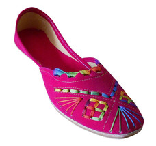 Women Shoes Indian Handmade Jutties Designer Leather Pink Ballet Flats US 9.5-12 - £38.35 GBP