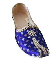 Men Shoes Traditional Loafers Indian Handmade Wedding Mojaries Blue Jutti US 6  - £43.94 GBP