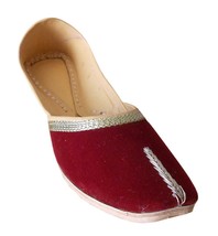 Women Shoes Indian Handmade Ballet Flats Leather Maroon Mojaries US 6-12 - £44.64 GBP