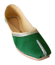 Women Shoes Indian Handmade Casual Leather Ballet Flats Green Mojari US 6-11 - £38.35 GBP