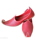 Men Shoes Indian Handmade Leather Espadrilles Red Khussa Jutties US 8.5-12 - £47.81 GBP