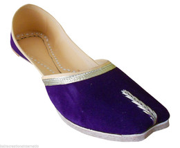 Women Shoes Indian Handmade Leather Ballet Flats Purple Ethnic Mojari Fl... - £38.36 GBP