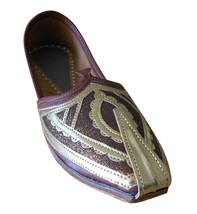 Men Shoes Indian Handmade Leather Wedding Khussa Loafers Brown Mojari US 7.5 - £43.24 GBP