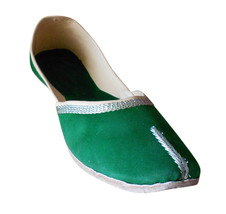 Women Shoes Indian Handmade Traditional Ballet Flats Green Jutties US 9.5-12 - £37.65 GBP