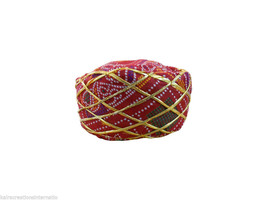 Men Turban Top Hat Indian Handmade Cotton Blend Safa Red Pagri 7 (22&quot;) M... - £31.96 GBP