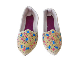 Women Shoes Indian Handmade Mojari Leather Traditional Pointy Flats Jutties US 5 - £34.35 GBP