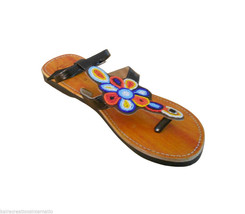 Women Slippers Indian Designer Handmade Leather Flip-Flops Slip Ons US 6-10 - $44.99