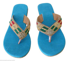 Women Slippers Indian Handmade Traditional Flip-Flops Flat Slip On US 5-8.5 - £34.00 GBP