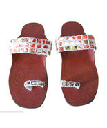 Women Slippers Indian Handmade Traditional Flip-Flops Brown Slip On US 5... - £35.96 GBP