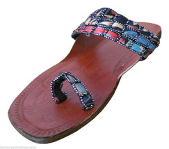 Women Slippers Indian Traditional Handmade Flip-Flops Brown Slip On Us 5 - £36.26 GBP