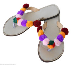 Women Slippers Indian Handmade Flip-Flops Traditional Slip On US 5-8.5 - $44.99