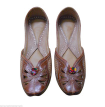 Women Shoes Indian Handmade Jutties Leather Ballerinas Mojari Flat US 5.5 - £38.59 GBP