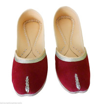 Women Shoes Indian Traditional Handmade Designer Slip-On Maroon Mojari US 8 - £37.95 GBP