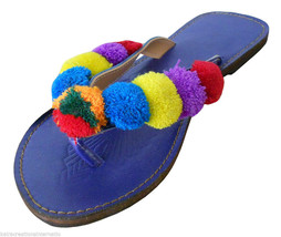 Women Slippers Indian Handmade Traditional Leather Flip-Flops Slip On US 5 - £36.07 GBP