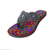 Women Slippers Indian Leather Flip-Flops Handmade Slipper Multi-Color US 6-10  - £36.07 GBP