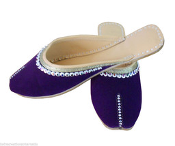 Women Slippers Indian Handmade Leather Flip-Flops Clogs Jutties Purple US 6-10 - £35.25 GBP