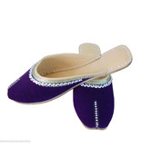 Women Slippers Indian Handmade Leather Flip-Flops Clogs Jutties Purple U... - £35.96 GBP