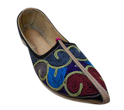 Men Shoes Indian Handmade Traditional Espadrilles Genuine Leather Mojari US 9 - £43.24 GBP