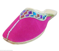 Women Slippers Indian Clogs Traditional Handmade Pink Mojari US 6/7 - £36.07 GBP