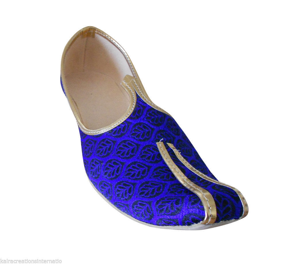 Primary image for Men Shoes Indian Handmade Wedding Groom Khussa Loafers Flat Jutties US 6-12