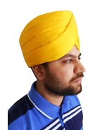 Men Pagri Indian Handmade Traditional Sikh Top Hat Yellow Sikh Dastar Tu... - £48.24 GBP