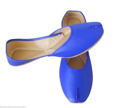 Women Shoes Indian Handmade Leather Blue Ballet Flats Jutties US 12 - £35.85 GBP
