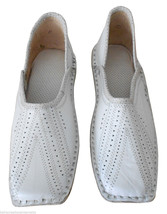 Men Shoes Indian Handmade Traditional White Leather Flip-Flops Mojari US 8 - £43.95 GBP