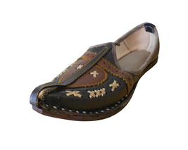 Men Shoes Traditional Mojari Indian Handmade Leather Espadrilles Jutties US 7 - £44.09 GBP