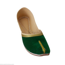 Women Shoes Traditional Indian Leather Flip-Flops Handmade Green Mojari US 6-12  - £34.57 GBP