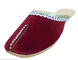 Women Slippers Maroon Indian Handmade Flip-Flops Leather Clogs Jutties U... - $42.99