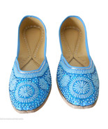 Women Shoes Indian Handmade Oxfords Traditional Sky-Blue Mojari Flat US 7 - $44.99