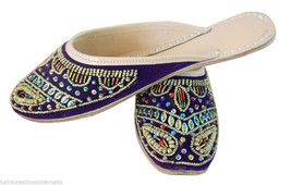 Women Slippers Indian Traditional Leather Flip-Flops Purple Slip On Clogs US 6-9 - £35.96 GBP