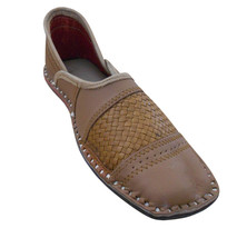 Men Shoes Indian Handmade Leather Brown Ethnic Mojarie Flip-Flops Flat US 9 - $54.99
