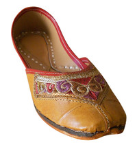 Women Shoes Indian Handmade Leather Brown Ballet Flats Mojari US 5.5 - £31.89 GBP