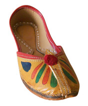 Women Shoes Indian Handmade Ballet Flats Leather Brown Mojari US 5.5 - $39.99