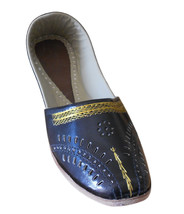 Men Shoes Indian Handmade Black Traditional Loafers Leather Flat Mojaries US 8 - £43.95 GBP