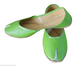 Women Shoes Indian Handmade Leather Traditional Ballet-Flats Green Jutti... - $39.99